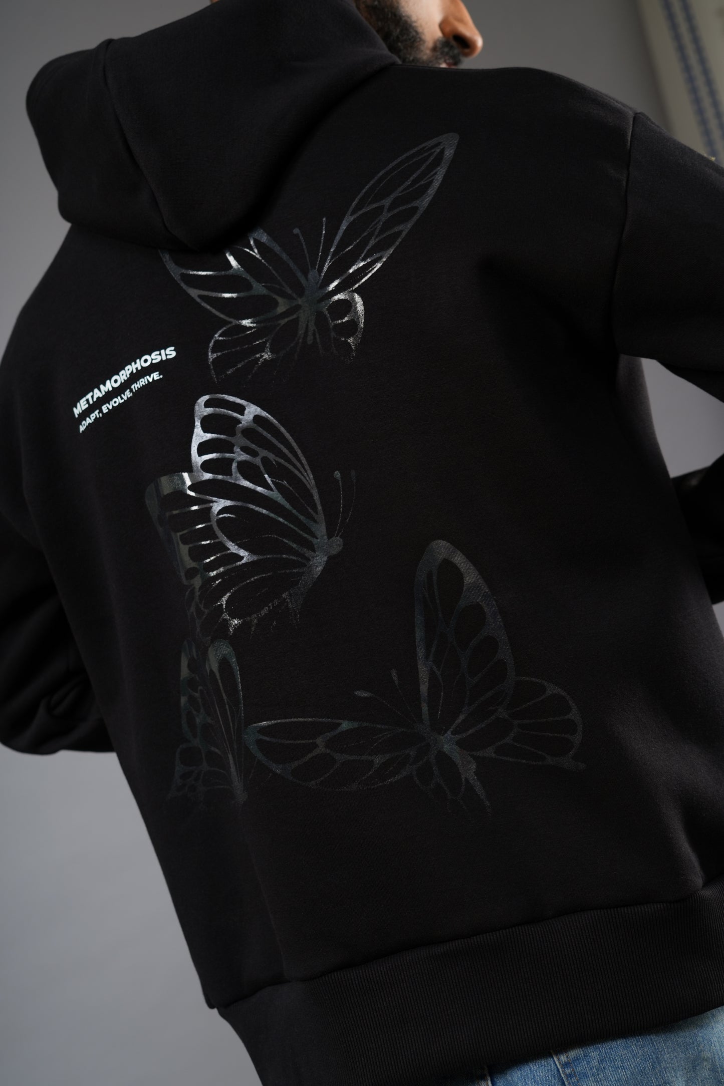 BLACK METAMORPHOSIS EMBROIDERED HOODIE