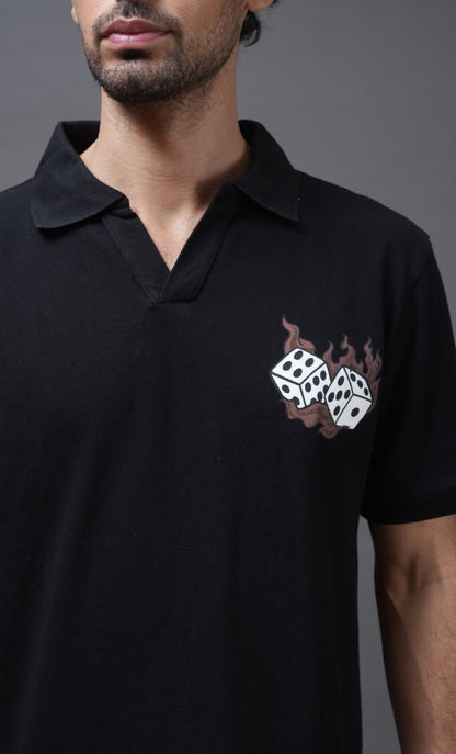 BLACK AGAINST ALL ODDS POLO T-SHIRT