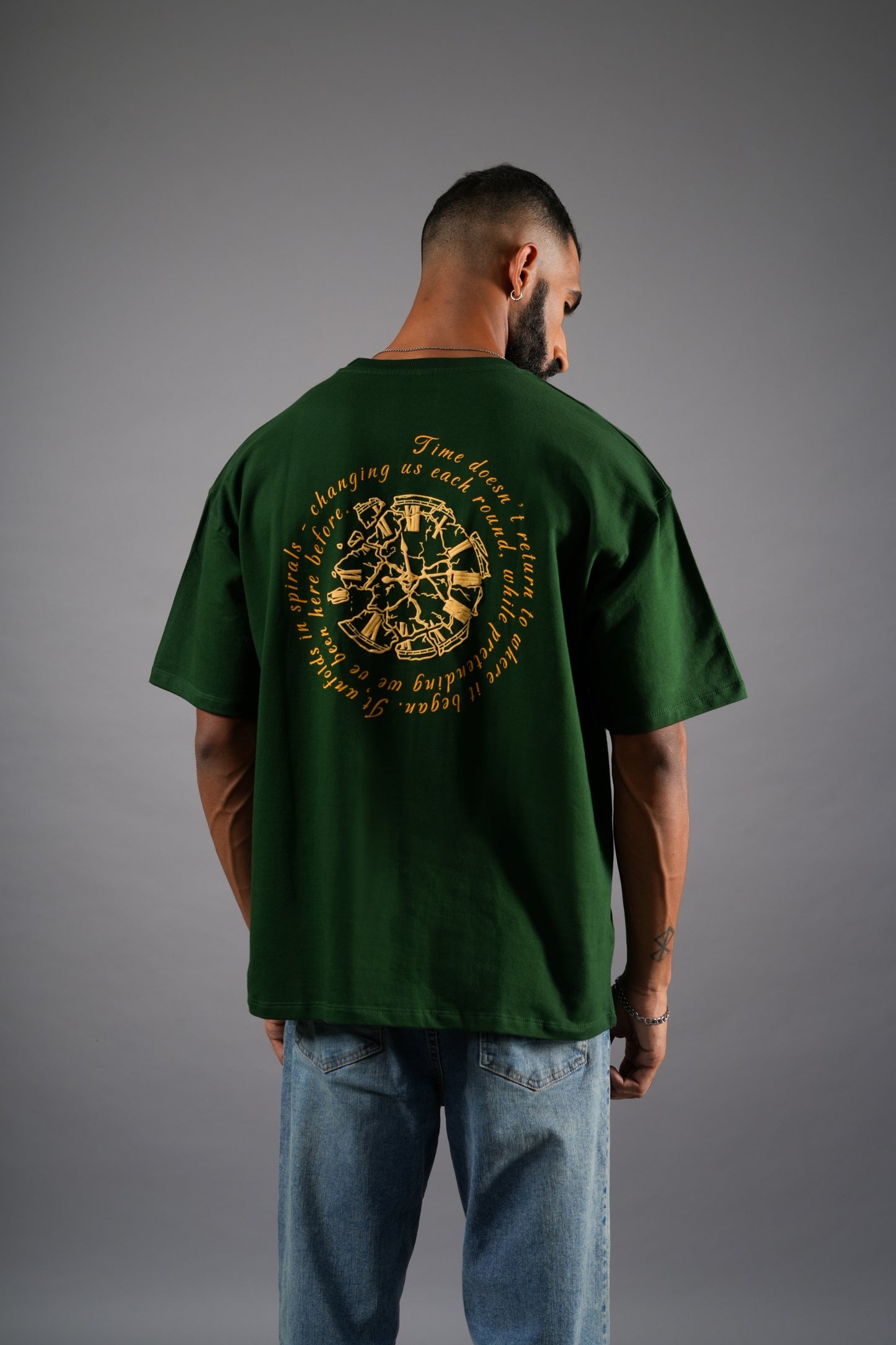 OLIVE GREEN SPIRAL T-SHIRT