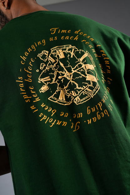 OLIVE GREEN SPIRAL T-SHIRT