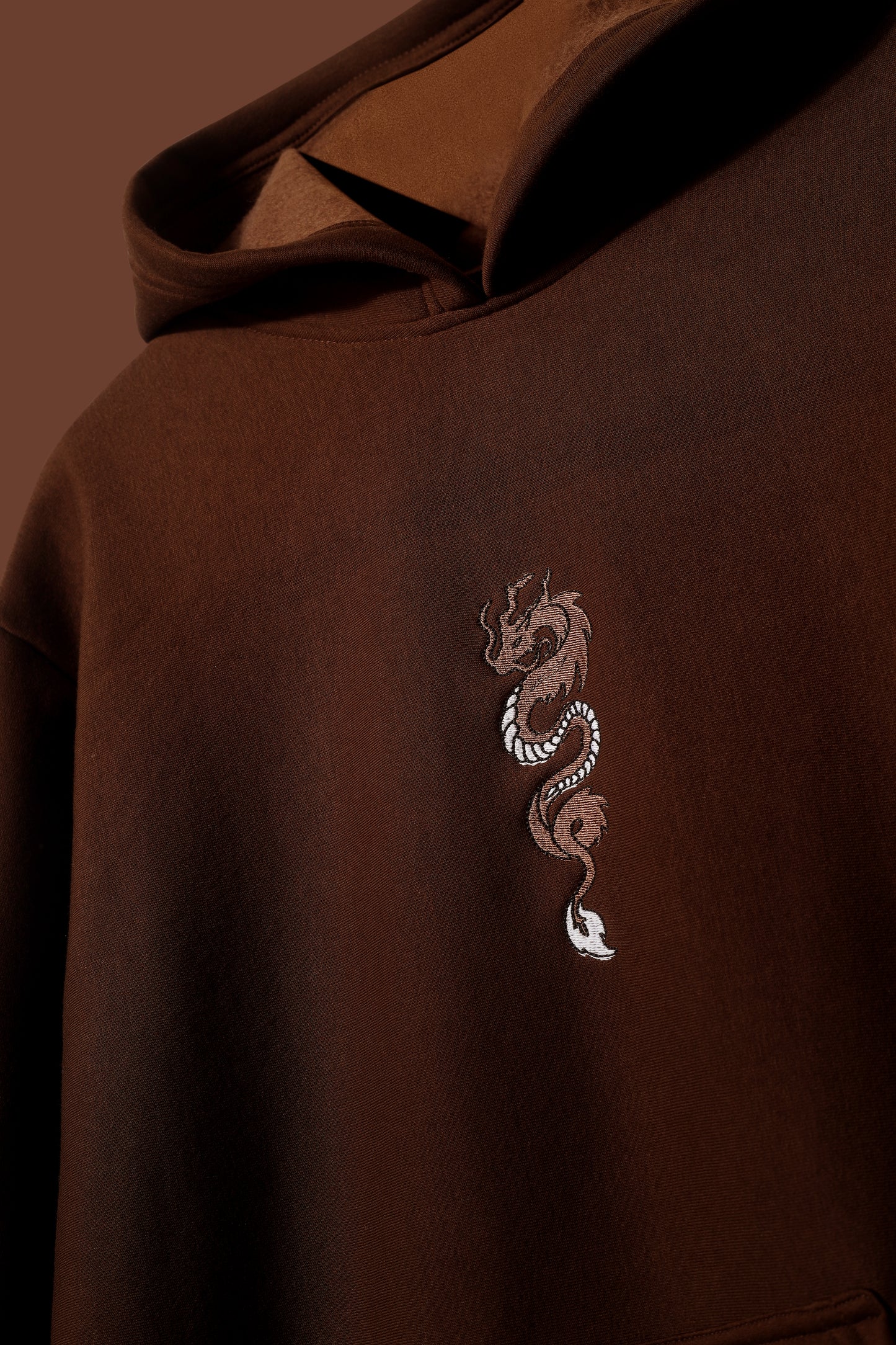 BROWN DRAGON HOODED SWEATSHIRT