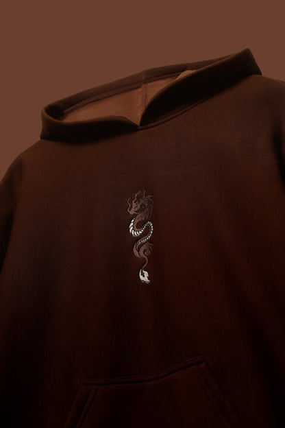 BROWN DRAGON HOODED SWEATSHIRT