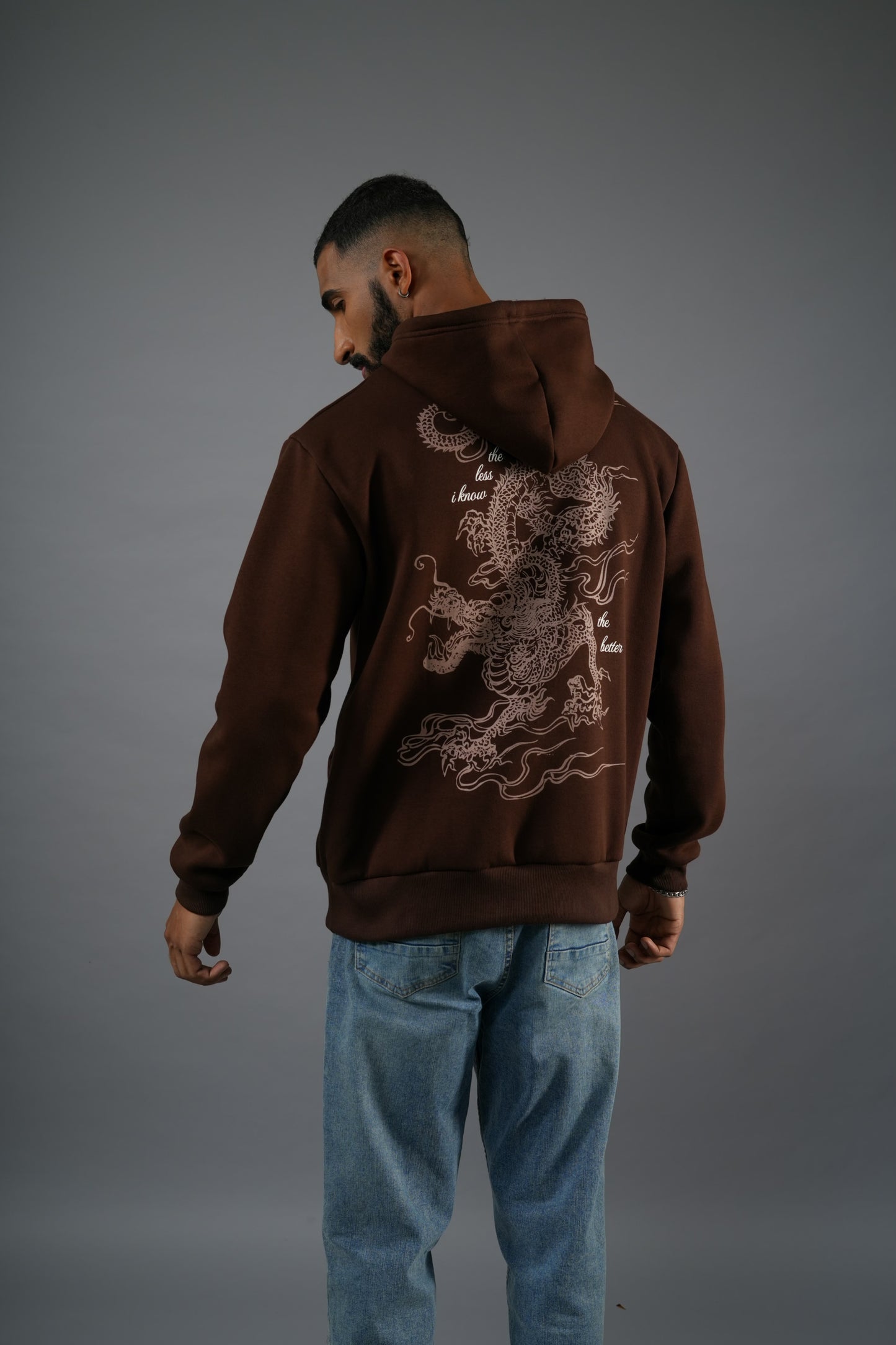 BROWN DRAGON HOODED SWEATSHIRT