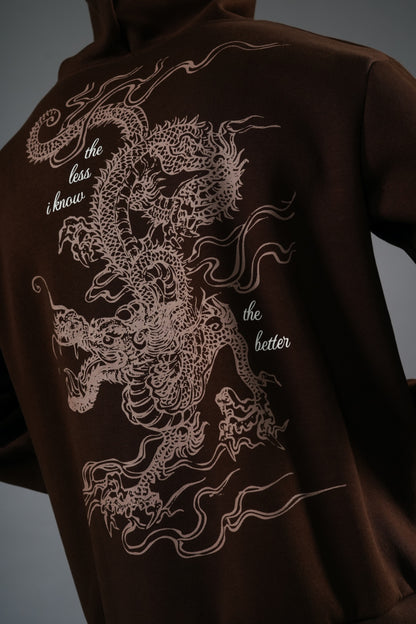 BROWN DRAGON HOODED SWEATSHIRT