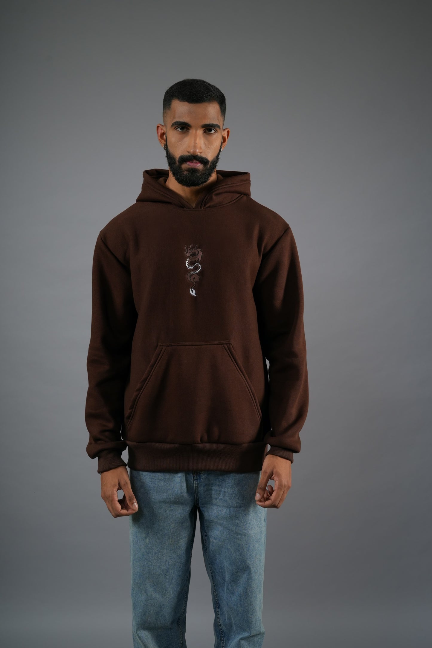 BROWN DRAGON HOODED SWEATSHIRT