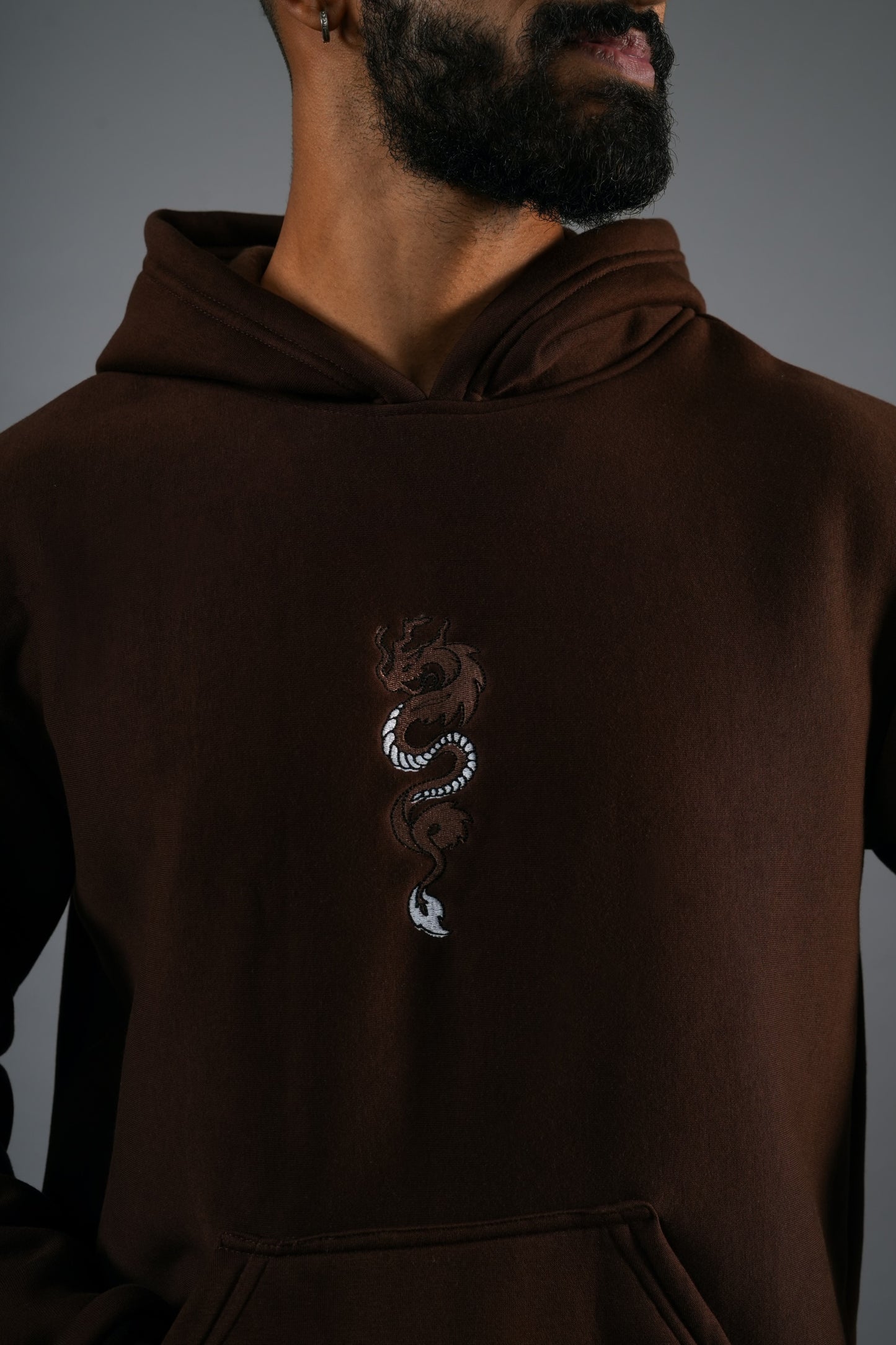 BROWN DRAGON HOODED SWEATSHIRT