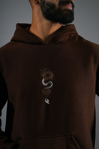 BROWN DRAGON HOODED SWEATSHIRT