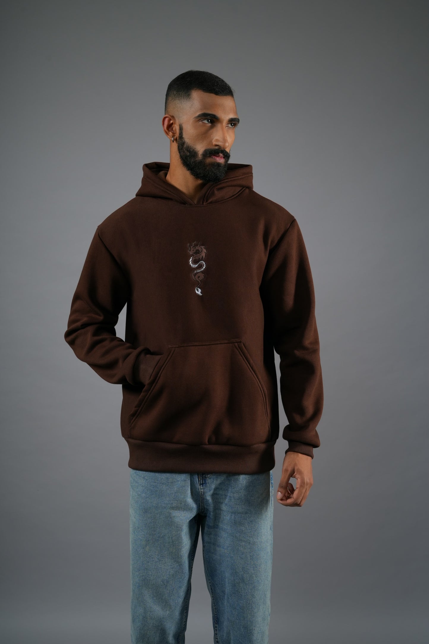 BROWN DRAGON HOODED SWEATSHIRT