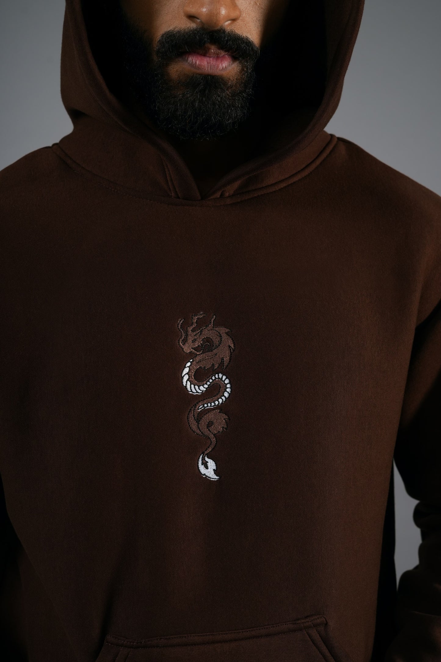 BROWN DRAGON HOODED SWEATSHIRT
